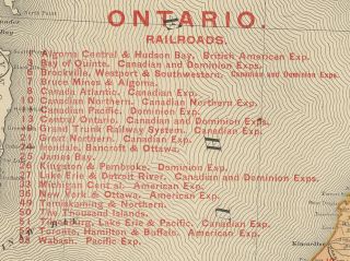 1904 Railroad Map of Ontario, Canada. 28 X 20. All railroads listed 