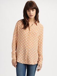 2012$248NEW Equipment Brett Polka Dot Silk Blouse Shirt Button Down XS 