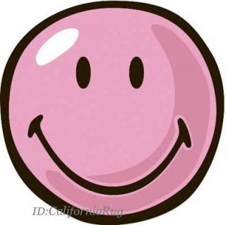 3x3 Round Rug Happy Face Smiley Face Pink Fun 39