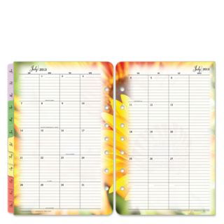 FranklinCovey Classic Blooms Two Page Monthly Calendar Tabs Jul 2013 