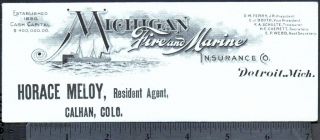 marine insurance detroit mich horace meloy resident agent calhan colo