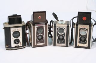 Lot of 4 Kodak Box Cameras Brownie Reflex Duaflex Duaflex II Duaflex 