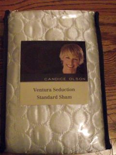 Candice Olson Ventura Standard Pillow Sham Modern Ivory White Quilted 