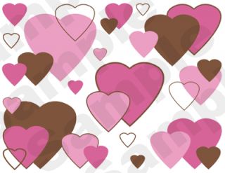Pink Brown Hearts Baby Wall Border Stickers Decals 1