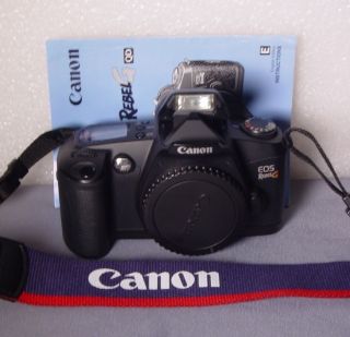 CANON EOS REBEL G 35mm Film Camera Body Body Cap Canon Strap 005