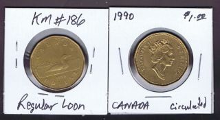 1990 Canada Loonie Dollar $1 00 Coin Great Value