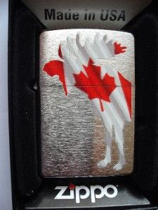 Zippo Canadian Moose with Canada Flag Maple Leaf Lighter New Gift Box 