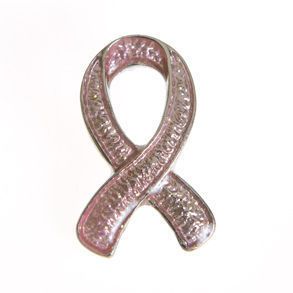 12 Pink Breast Cancer Awareness Metal Glitter Pins