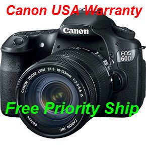 Brand New Canon USA EOS 60D 18 MP Digital SLR Camera EF S IS 18 135mm 