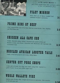 cape cod inn menu hyannis massachusetts 1960 s