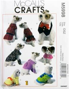 Sewing Pattern McCalls M5998 Dog Pet Puppy Clothes Coat Cloak Cape 
