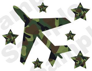 Camo Army Airplane Plane Star Wall Border Sticker Decal