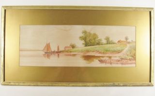 British American James Callowhill Lemon Gold Frame Original Watercolor 