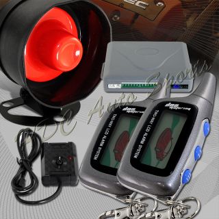 LCD 2 Way Remote Car Auto Security Alarm Siren Grey Pager Engine Start 