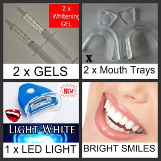   Whitening Tooth Whitener Kit 44 Carbamide Gel Trays LED Light