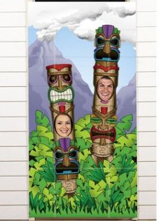 TIKI TOTEM POLE Photo Door Banner Luau Pool party pictures