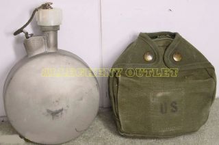 US Military Arctic Insulated Canteen w Case Clips Nice
