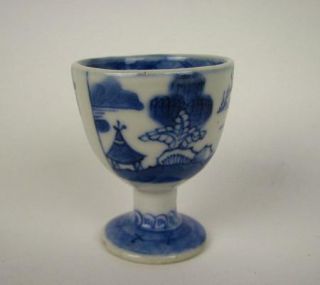 Antique blue and white Canton Chinese Export Porcelain Egg Cup