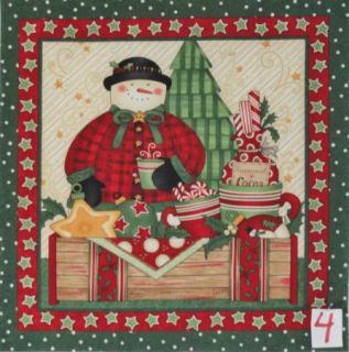 Christmas Snowman 4 Cocoa Hot Chocolate Candy 11 x 10 75 Quilt Block 
