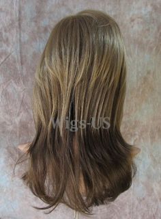   with Blonde Highlights Long Layers Capless Bangs Womens Wig
