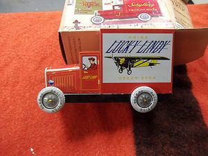 TIN LITHO TOY TRUCK LUCKY LINDY CREAM SODA VINTAGE DELIVERY 