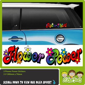 2X Flower Power Rainbow Car Stickers Decals Daisy VW