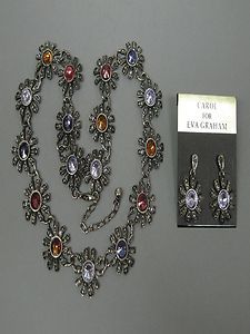 Carol for Eva Graham Fashion Earrings and Necklace with Multicolored 