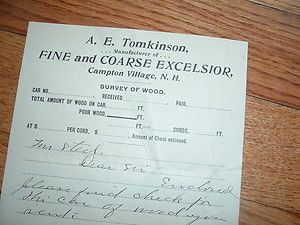 EARLY 1900s Campton Village,N.H.A.E.Tomkinson,MFG.,Surveyor of wood 