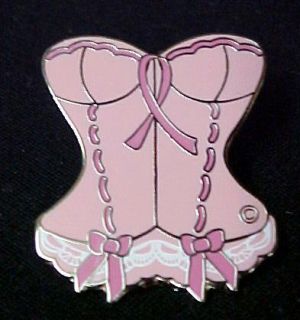 Brand New Breast Cancer awareness pink bustier lapel pin tac.