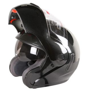 Carbon Fiber Look Dual Visor Modular Motorcycle Helmet Dot Size s M L 