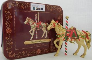 Christmas Carousel ORNAMENT New In Decorative Tin Complete Enesco 