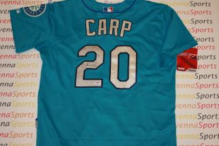 Mike Carp Autographed Alternate Teal Jersey Seattle Mariners  PSA