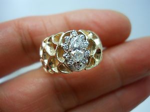 Stunning 14kt YG Marquise Diamond Engagement Ring Size 7 5 55 Carat TW 