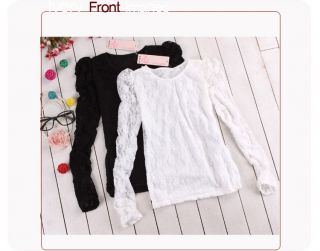 New Womens See Through Lace Sleeve T Shirts Tops Blouse