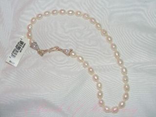 Carolee Baroque Knotted Pearls with Pave Crystal Clasp Necklace