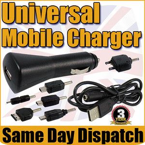 Universal Travel Mobile Phone USB in Car Charger and with 6 Different 