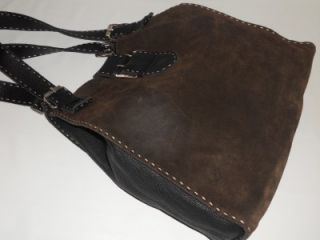 Carla Mancini Brown Suede Leather Hobo Handbag Tote Purse