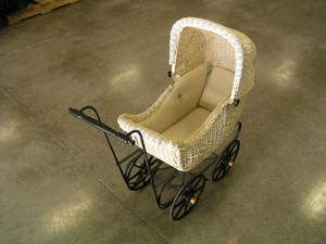 Vintage Antique Baby Doll Wicker Carriage