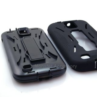 black double layer kickstand hard case cover for samsung galaxy s 2 