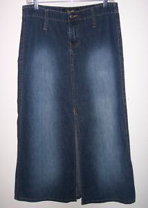 Angels Long Straight Denim Blue Jeans Skirt 7 30 x 35