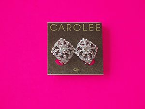 New Carolee The Margaret Crystal Button Clip on Earrings