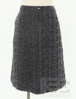 carolina herrera navy alpaca wool sequined skirt