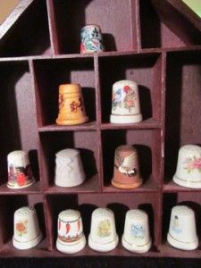 Lot 12 Collectors Thimbles + Display Case, Vintage Unknown Cloisonné 