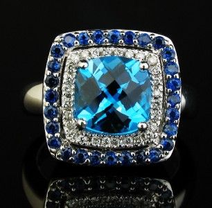 levian blue topaz sapphire diamond 18k gold ring