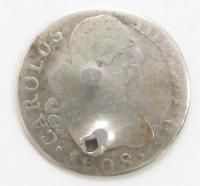 ANTIQUE SPANISH COIN CAROLUS IIII 1808 YEAR x