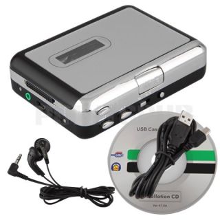 Black Silver Portable USB Cassette Tape Converter to  CD Player 