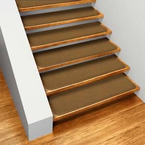 Set of 15 Skid Resistant Carpet Stair Treads Bronze Gold Runner Rugs 