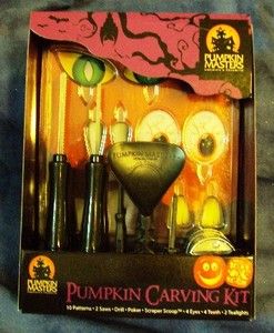 NEW Pumpkin Carving Party Kit 10 patterns tools tealight candles