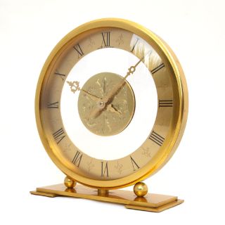 RARE Big Size Hour Lavigne Gilt Bronze Desk Clock 1950s 8 Day Angelus 