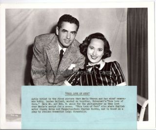 MERLE OBERON & husband LUCIEN BALLARD, orig 1945 still